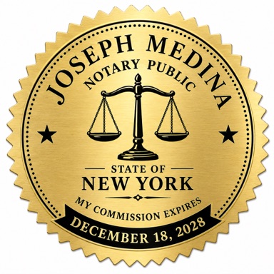 Joseph Medina, Notary Public, State of New York